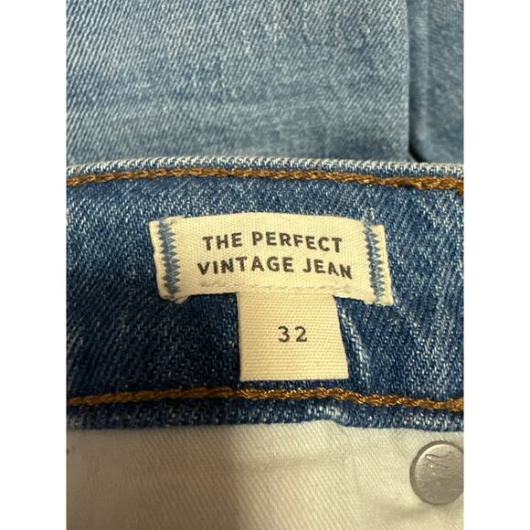 Madewell The Perfect Vintage Blue High Rise Distressed Straight Denim Jeans 32 - Picture 4 of 5